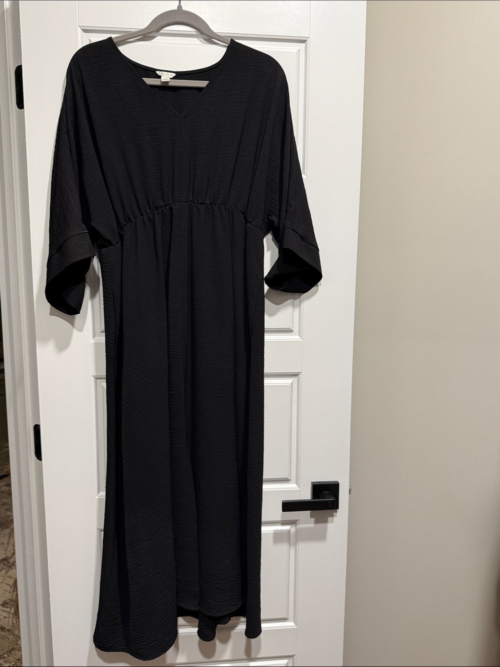 Cato Black V-Neck Textured Dress